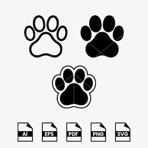 Dog Paws Set SVG, Dog Paw Silhouette, Dog Paw Clipart, Cutfile, Dog Paw Artwork, Dog Paw Printable, Digital download, Ai, png, eps, pdf, svg