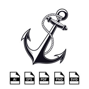 Anchor SVG, Nautical Clipart, Ship Anchor Silhouette, Marine Vector File, Digital Download, PNG, EPS, Cut File for Cricut & Sublimation