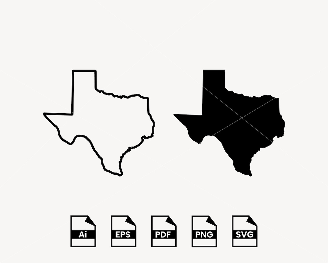 Texas Map SVG, Texas State Clipart, Texas Outline Cut File, Texas ...