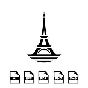 Torre Eiffel de París SVG, Clipart de la Torre Eiffel Negra, Silueta de la Torre Eiffel, Archivo de Corte para Cricut, Cricut y Sublimación PNG, Descarga Digital