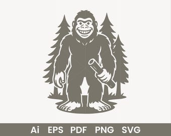 Bigfoot Sasquatch SVG, Yeti Png, Mountain Shirt Design, T-Shirt Graphic, Bigfoot Sasquatch Clipart, Silhouette, Cutfile, Digital Download
