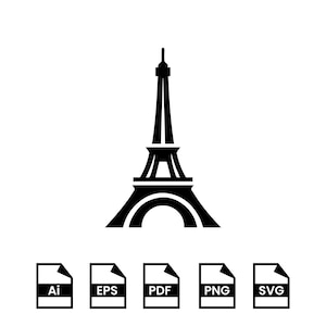 Eiffel Tower SVG, Paris Landmark Clipart, Eiffel Tower Silhouette Cut File, France Travel Digital Download, Cricut & Sublimation PNG, EPS