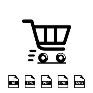 Carrito de compras SVG, Icono de carrito de compras SVG, Clipart de tienda online, Vector de símbolo de carrito, Archivo de corte digital, Compras AI, EPS, PDF, PNG