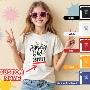 Personalized Birthday Girl Tee, 6-20 years old, Celebrate Birthdays, Kid&#39;s Parties, Special, Personalized Gifts, Custom Youth Apparel