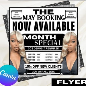 May Booking Flyer, DIY May Bookings Available Template, Spring Books Open, May Booking Flyer for Makeup, Lashes Hair MUA, May Hair Flyer
