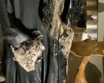 showdiva designs Raw Leather Warrior Tribal Leather Coat and Removeable Toscana Collar