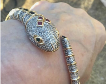 SALE 14K snake bracelet 2 carat pave diamond ~ruby ~emerald~ sapphire