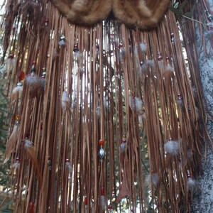 showdiva designs Dramatic Mink Cape with Floor Length Beaded Fringe N Feathers Rock STAR Chic image 4