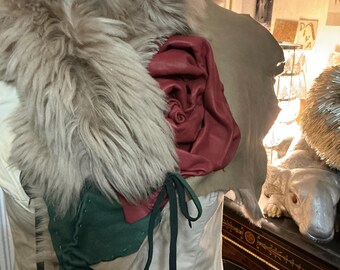 showdiva designs Leather Toscana scarf Collar Sculpted Rose StUnNiNg
