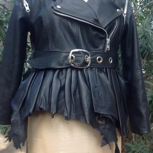 showdiva designs Ruffle Leather Moto Vest ONLY Jacket with Detachable Cape image 3