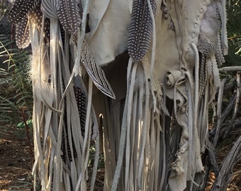 showdiva designs Asymmetrical Deerskin Leather Bag Purse LoNg FriNgE Rosebud Vine