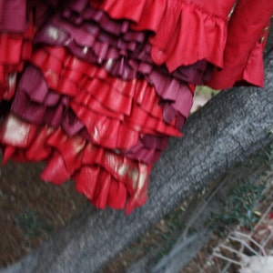 showdiva designs STUNNING Distressed Red Leather Military Inspired Coat Asymmetrical Ruffles image 3