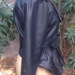 showdiva designs Ruffle Leather Moto Vest ONLY Jacket with Detachable Cape image 2