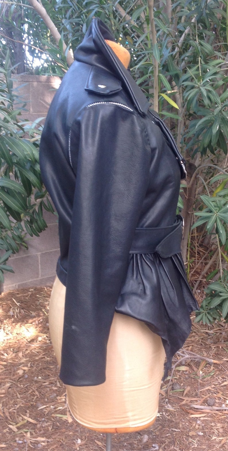 showdiva designs Ruffle Leather Moto Vest ONLY Jacket with Detachable Cape image 2