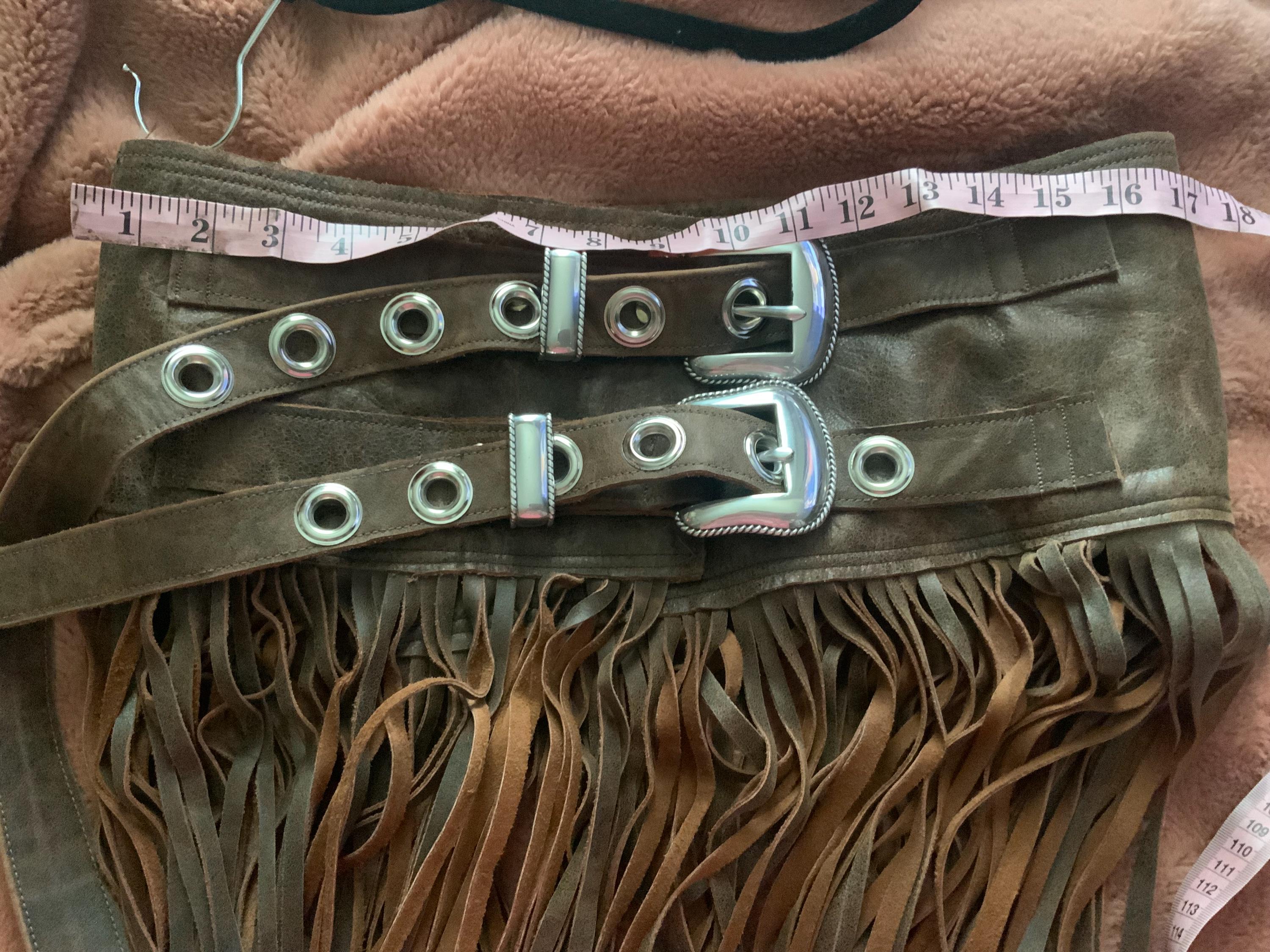 Showdiva Designs READY to SHIP Floor Length Leather Fringe Tassel 