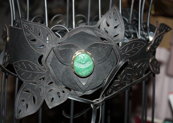 Valentino Leather Obi Style Belt With Large Carved Jade in  display picture 2
