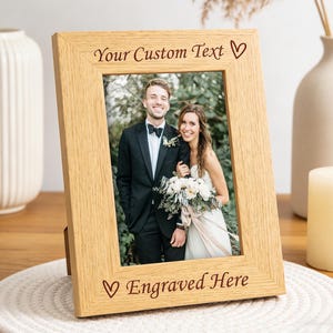 Marco de fotos de madera personalizado, marco de fotos grabado, marco de fotos de boda, regalos personalizados para el Día de la Madre, regalo de San Valentín.