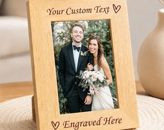 Custom Wood Photo Frame,Personalized Picture Frame,Engraved Any Message Frame,Wedding Anniversary Memorial Christmas Photo Frame