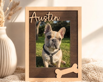Marco de madera personalizado para mascotas, marco de fotos personalizado para perros, regalo de recuerdo para mamás perrunas, regalo por la pérdida de una mascota, recuerdo de perro del Puente Arcoíris