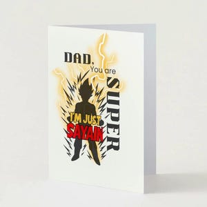 Super Papa digitale Karte | Lustige Anime Vatertagskarte | “Ich bin nur Sayain” Printable | Coole DBZ-inspirierte Dad Karte | Sofort Download