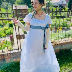 White cotton muslin regency gown