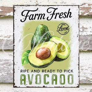 Farm Fresh Avocado, Rustic Farmhouse Kitchen Decor DIY Sign, Fruit Art Printable, Country Style, Vintage Fruit Wall Art DIGITAL Download 038