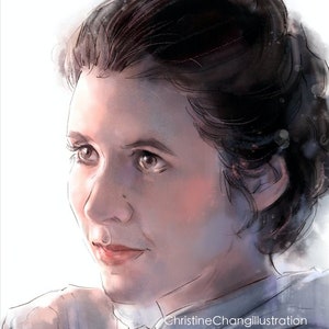 Princess Leia, Carrie Fisher 8.5"x11" shimmer Art Print