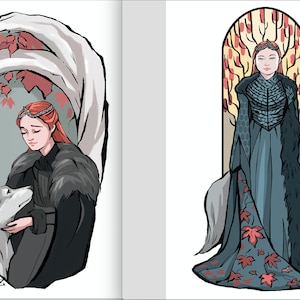 Sansa and Lady, Queen in the North 4&quot;x6&quot; mini Art Print set