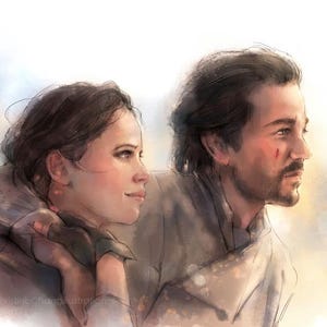 Your father would be proud, Jyn Erso and Cassian Andor art print