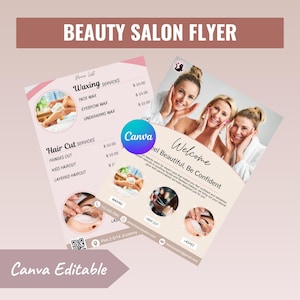 Beauty Salon Flyer - Bearbeitbare Canva Vorlage (A4 & US Letter Size, digitaler Download)