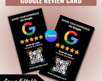 Google Review Card | Minimalist QR Code Sign | Editable GBP Design (50x85 mm Canva Template)