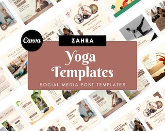 Yoga Studio Social Media Templates – 40 Canva Designs for Instagram & Facebook (Square, Digital Download)