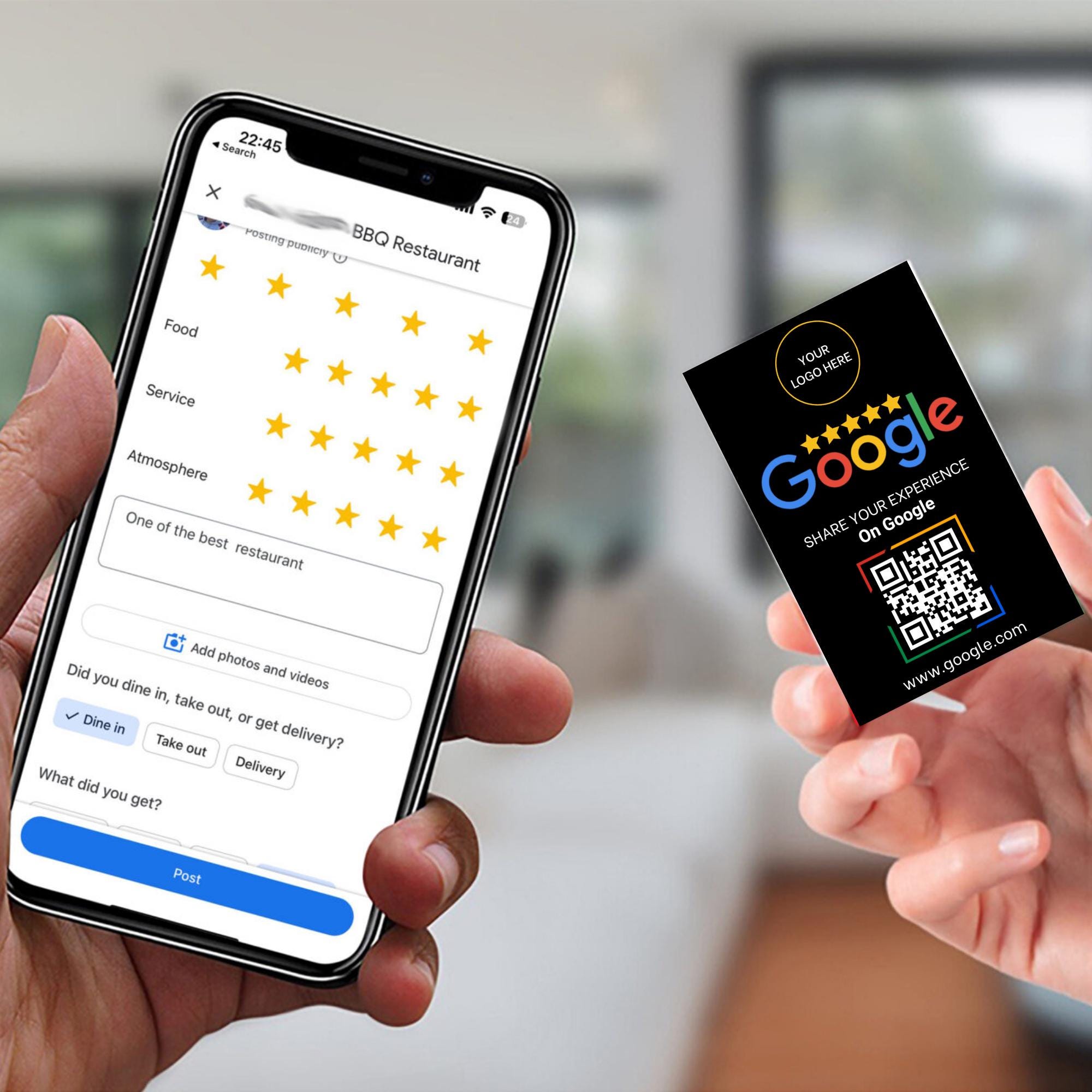 Google Review Card – Editable QR Code Feedback & Rating Sign (canva ...