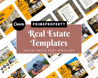 Real Estate Social Media Templates – 40 Canva Designs for Instagram & Facebook (Square, Digital Download)