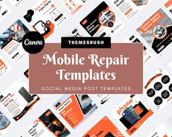 Phone Repair Social Media Templates – 40 Canva Designs for Instagram & Facebook (Square, Digital Download)