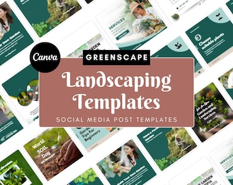 Landscaping Social Media Templates – 40 Editable Canva Designs for Instagram & Facebook (Square, Digital Download)