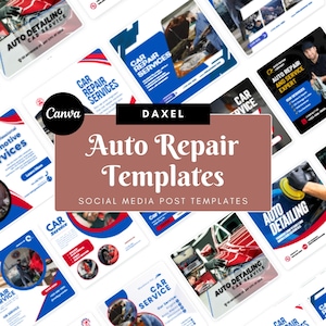 DAXEL - Auto Repair Shop Social Media Templates – 40 Editable Canva Designs for Instagram & Facebook (1:1 Square, Digital Download)