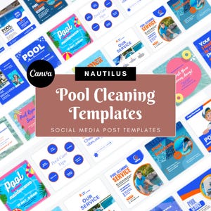 Pool Reinigung Social Media Templates - 40 Canva Designs für Instagram & Facebook (quadratisch, digitaler Download)