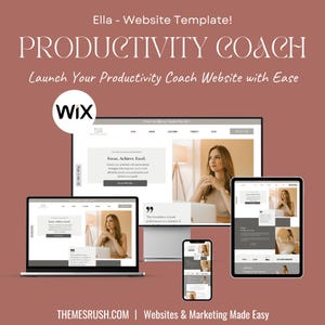 Productivity Coach WIX Website Template: ELLA Design, 14 Pages