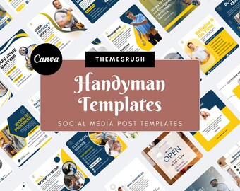 Handyman Social Media Templates – 40 Editable Canva Designs for Instagram & Facebook (Square, Digital Download)