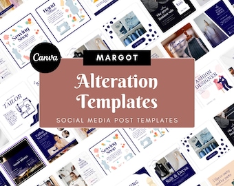 Tailor Shop Social Media Templates – 40 Canva Designs for Instagram & Facebook (Square, Digital Download)