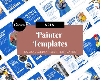 Painter Social Media Templates – 40 Editable Canva Designs for Instagram & Facebook (Square, Digital Download)