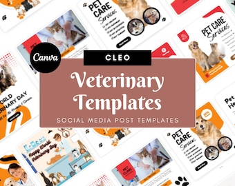 Veterinary Social Media Templates – 40 Canva Designs for Instagram & Facebook (Square, Digital Download)