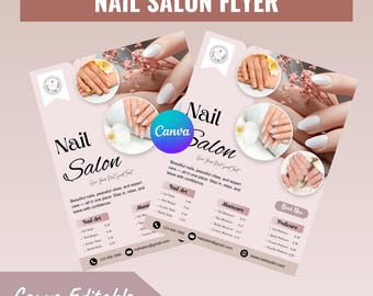 Flyer Salon de manucure - Modèle CANVA modifiable | A4 et lettre US