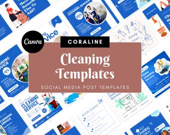 Modelos de Mídias Sociais para Serviços de Limpeza – 40 Designs do Canva para Instagram e Facebook (Quadrado, Download Digital)