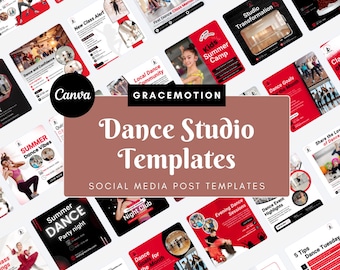 Dance Studio Social Media Templates – 40 Canva Designs for Instagram & Facebook (Square, Digital Download)