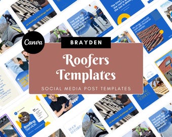 Roofers Social Media Templates – 40 Canva Designs for Instagram & Facebook (Square, Digital Download)