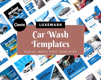 Car Wash Social Media Templates – 40 Canva Designs for Instagram & Facebook (Square, Digital Download)