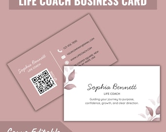 Life Coach Business Card - Minimalist Canva Design (Digital Download, 2x3.5 & 3.5x2 Inches)