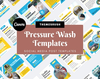 Pressure Wash Social Media Templates – 40 Canva Designs for Instagram & Facebook (Square, Digital Download)